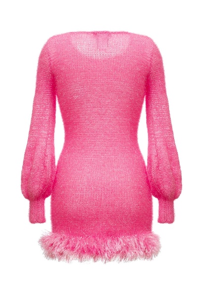 Handmade Knit Dress with Glitter - Pink