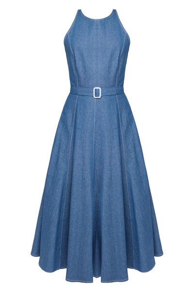 Ode Classy Blue Denim Midi Dress