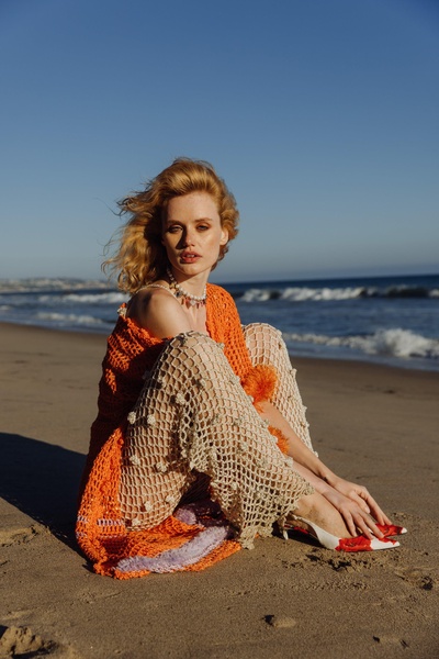 Orange Handmade Crochet Cardigan-Dress