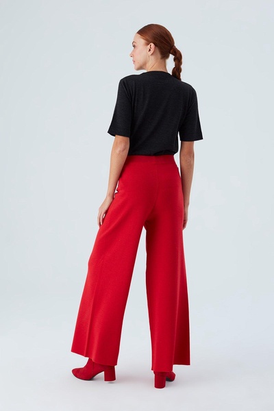 Bell Bottom Knit Trousers - Red