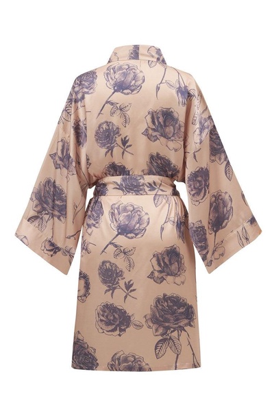 Rosa Satin Short Kimono - Dark Powder/ Purple