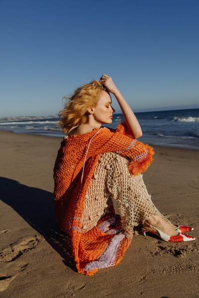 Orange Handmade Crochet Cardigan-Dress