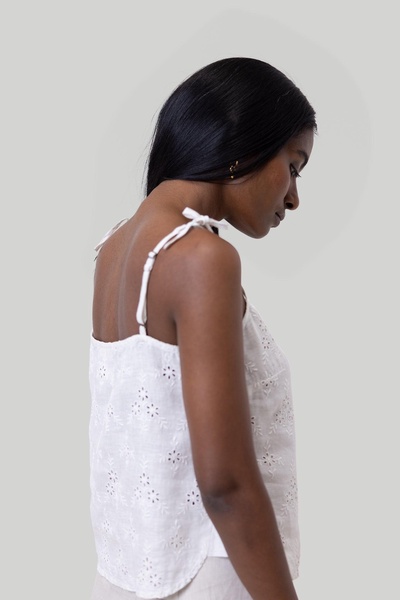 Tie-Up Camisole White Top