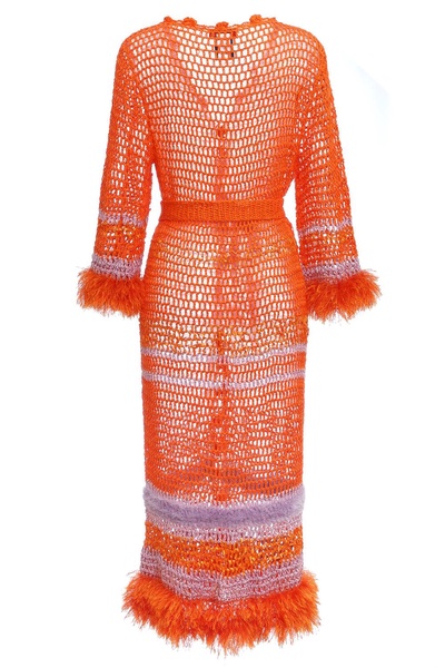 Orange Handmade Crochet Cardigan-Dress