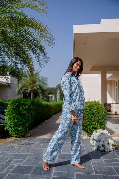 Hand Printed Pj's - De Nimes Blue