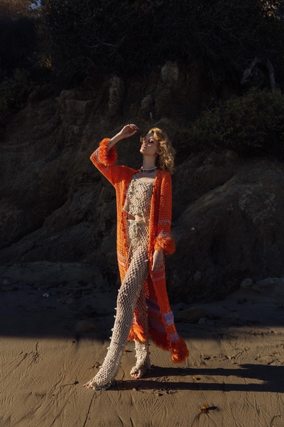 Orange Handmade Crochet Cardigan-Dress