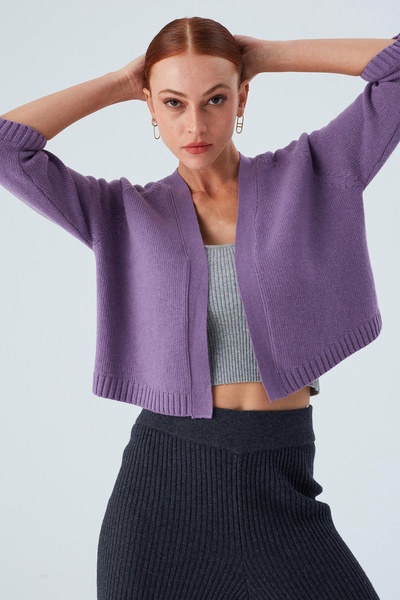 Cashmere Blend Bolero Cardigan - Dark Lilac