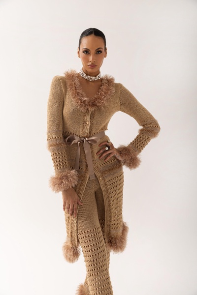 Camila Brown Handmade Knit Cardigan-Dress