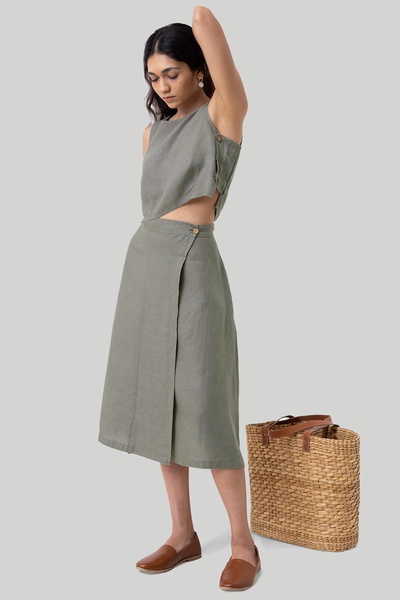 Overlap Midi Dark Green Skirt