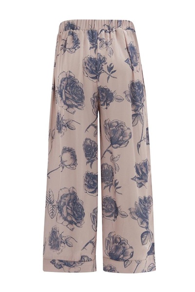 Rosa Trouser Rose Patterned Pocket Satin Women's Culotte Trousers - Dark Powder/Purple