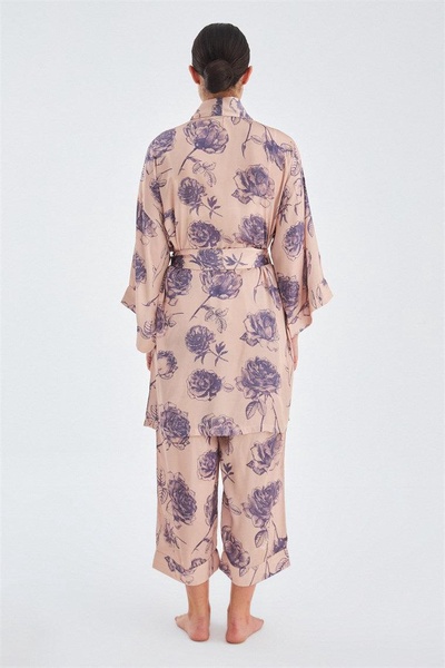 Rosa Satin Short Kimono - Dark Powder/ Purple