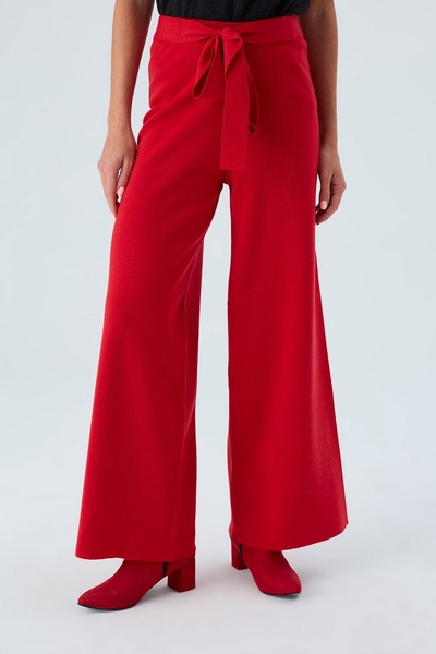 Bell Bottom Knit Trousers - Red