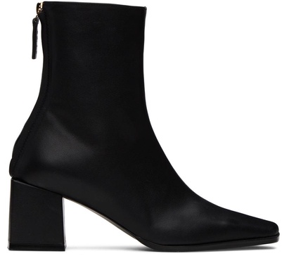 Black Cube Heel Basic Boots