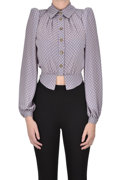 Cropped designer logo print shirt