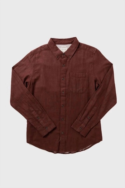 sutton doublecloth button down shirt in burgundy