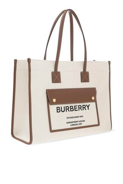 Burberry Logo Printed Medium Tote Bag