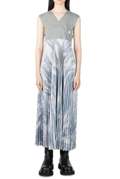 Moncler X HYKE V-Neck Pleated Dress