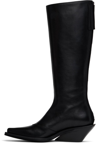 Black Auke Pointy Medium Heel Tall Boots