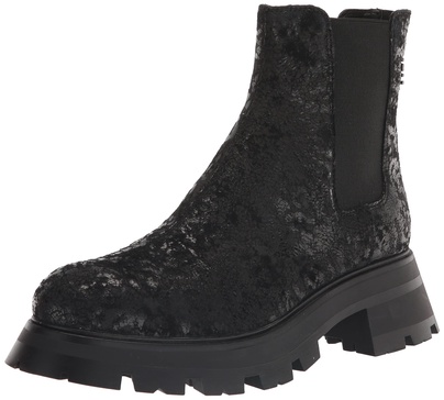 DKNY Women's Leather Texture Printed Lug-Sole Boot Fashion