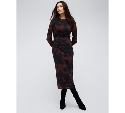 Women's Knot-Front Long-Sleeve Maxi Dress