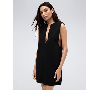 Women's Split-Neck Shift Sleeveless Dress