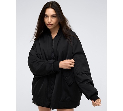 Women's Satin Back Crepe Boyfriend Bomber Jacket