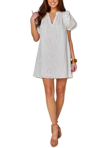 kelly eyelet dress in white