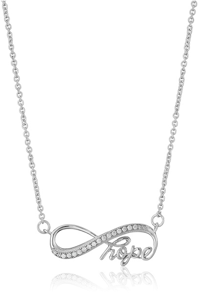 Amazon Essentials womens 925 Sterling Silver AAA Cubic Zirconia Infinity Hope Necklace, 18", (previously Amazon Collection)