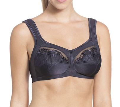 non-wired strain-relieve bra in grey pearl