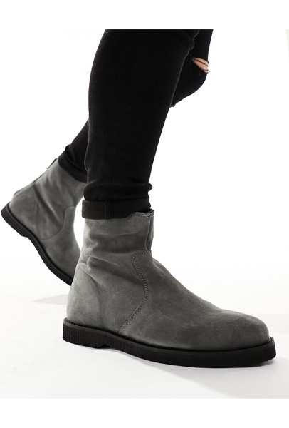 ASOS DESIGN chelsea boot in gray suede with crepe sole