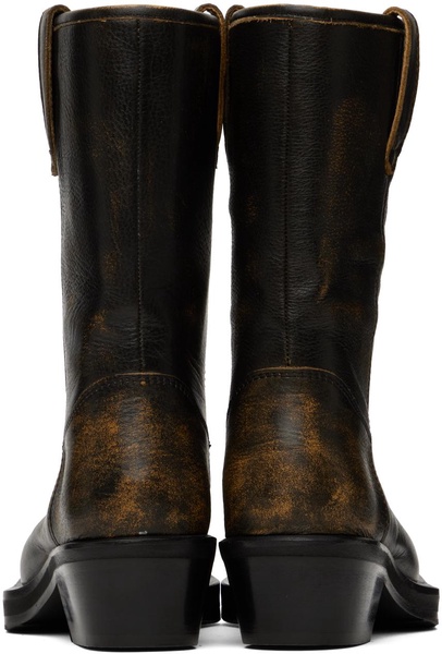 Black Leather Biker Boots