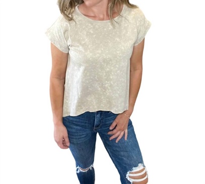 prairie washed dolman sleeve semi shark bite top in stone