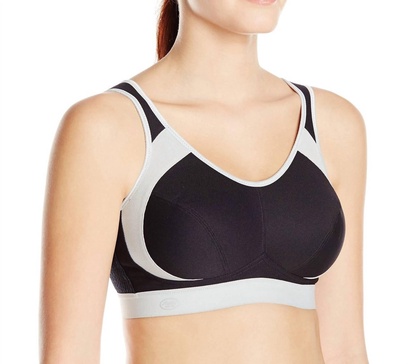 maximum control wire-free sports bra in black/grey