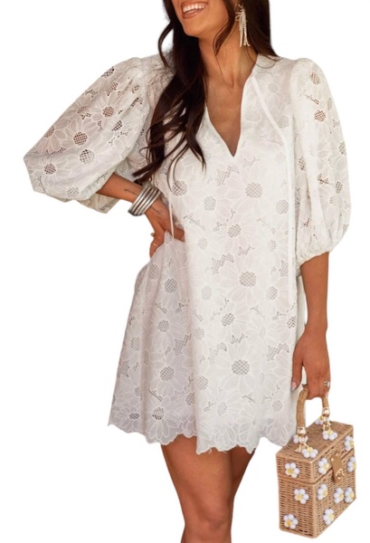 moon flower dress in white