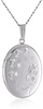 Amazon Essentials Sterling Silver Engraved Flowers Oval Locket, 20" (previously Amazon Collection)