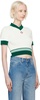 White & Green Draped Tennis Top