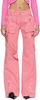 Pink Garment-Dyed Denim Cargo Pants