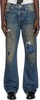 Blue Thrashed Flare Jeans