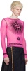 Pink Flocked Long Sleeve T-Shirt