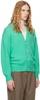 Green Brushed Wool Cashmere Silk Cardigan