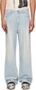 Blue Damon Pleated Wide Leg Jeans