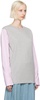 Gray & Pink Contrast Sleeves T-shirt