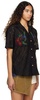 Black Flower Mushroom Embroidered Shirt