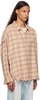 Beige & Pink Shredded Seam Drop Neck Shirt