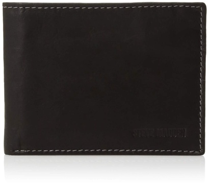 Steve Madden Men's Slim Leather Wallet with Extra Capacity Attached Flip Pockets