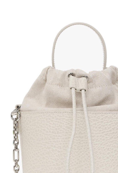 White '5a Bucket' With Chain Adjustable Shoulder Strap In Leather Woman