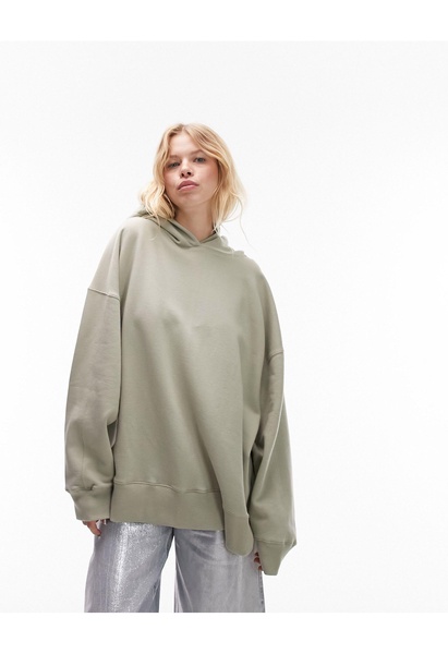 Topshop premium oversized hoodie in sage