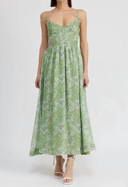 floral dress in green