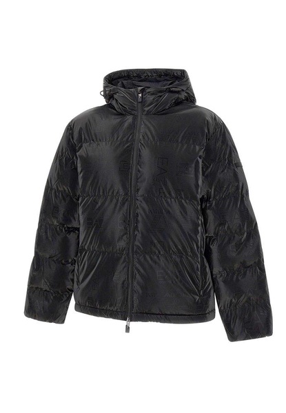 Ea7 Emporio Armani Logo-Printed Hooded Padded Jacket