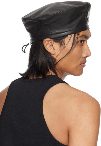 Black Vegan Leather Beret